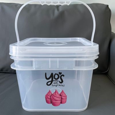 Aanpasbare 2 gallon emmer Food Grade 8L Clear Square Plastic Bucket met deksel