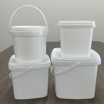 Gepersonaliseerde kleurenprinten Logo Vierkante plastic emmer met handvat voor snack organisatie
