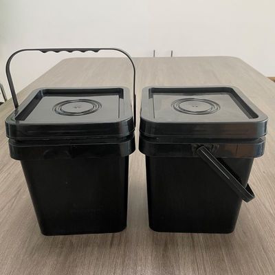 Zwarte vierkante plastic emmer voor zaden poeder 4L 5L 6L Duurzaam en stevig ontwerp