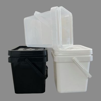 Zwarte vierkante plastic emmer voor zaden poeder 4L 5L 6L Duurzaam en stevig ontwerp