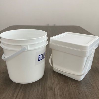 Aanpassen 4L Square Plastic Bucket Food Container met blauwe kleur en afgedrukt patroon
