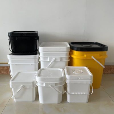 Aanpassen 4L Square Plastic Bucket Food Container met blauwe kleur en afgedrukt patroon