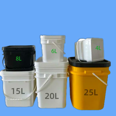 Transparante 20L 25L vierkante plastic emmer met handvat en deksel accessoires voor opslag