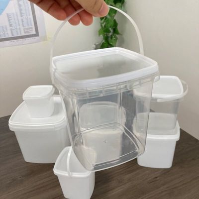 Vierkante emmer 1L-plasticcontainer met deksel, warmteoverdruk en GAP goedgekeurd