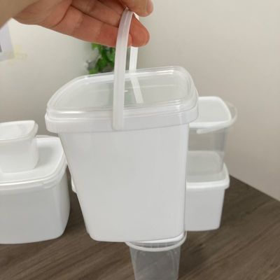 Vierkante emmer 1L-plasticcontainer met deksel, warmteoverdruk en GAP goedgekeurd