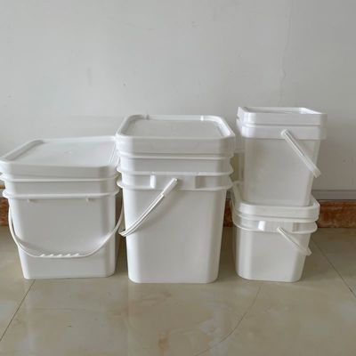 Recycling plastic vierkante emmer met gemakkelijk te openen en te sluiten deksel dikte 1,0 tot 2,5 mm