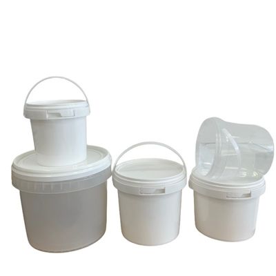 Makkelijk te openen transparante witte 1L 2L 5L plastic emmers met deksel en handvat
