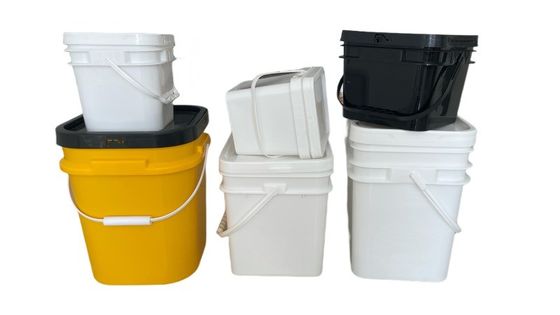 5L vierkante emmer met gemakkelijk open en dicht deksel gemaakt van polypropyleen