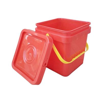 Vierkante plastic emmer met gemakkelijk open en dicht deksel 8 liter aanpasbare vierkant vorm