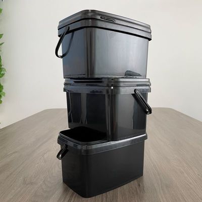 8L 10L 15L vierkant plastic emmer met gemakkelijk open en dicht deksel vierkant vorm vierkant ontwerp