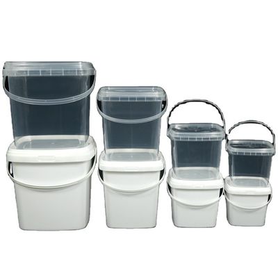 Custom Color Square Plastic Bucket met deksel en metalen handvat GAP/ISO/FDA certificaat