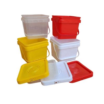 Vierkante kleuren PP plastic emmer met gemakkelijk open en dicht deksel Ronde of vierkant ontwerp