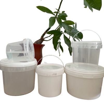Custom Logo Printing Plastic Bucket met deksel Food Grade Wit en milieuvriendelijk