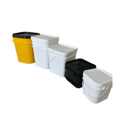 5 gallon 6 gallon 7 gallon vierkante plastic emmers met handvaten van polypropyleen van levensmiddelenkwaliteit