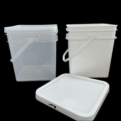 15L/4 Gallon vierkant plastic emmer met warmteoverdruk en gemakkelijk te openen deksel