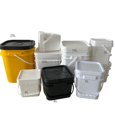 Gebruikelijke vierkante plastic emmer met deksel en handvat 1L 2L 3L 4L 5L 6L 7L 8L 9L 10L