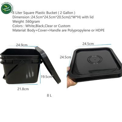 Vierkante plastic emmer met duldbaar deksel en opslagoplossing