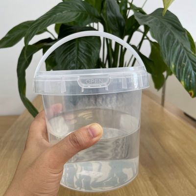 Polypropyleen emmers 2 liter transparante plastic emmer met emmers deksel en handvat