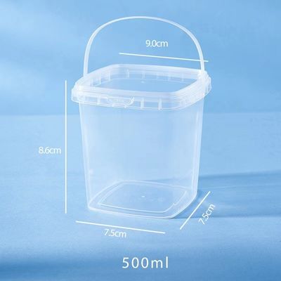 LOGO Printed Square PP Plastic Bucket Mini Bucket voor Emmers Deksels en handvaten