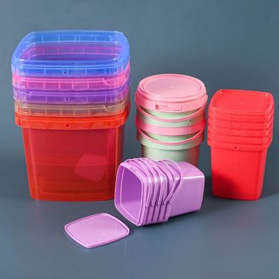 1.0 tot 2,5 mm dikke plastic emmer met deksels en handvaten voor aangepaste verpakkingen