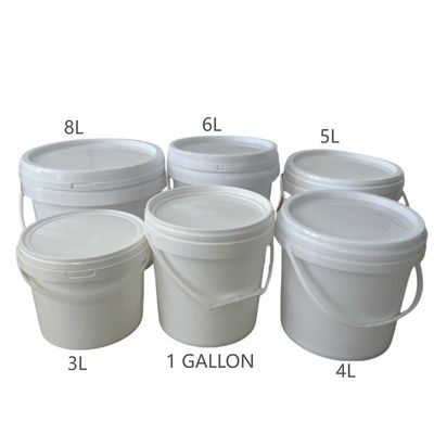 Kleine witte plastic emmer met deksel 1L 2L 3L 4L 5L en gratis monster inbegrepen
