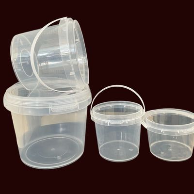 Kleine witte plastic emmer met deksel 1L 2L 3L 4L 5L en gratis monster inbegrepen