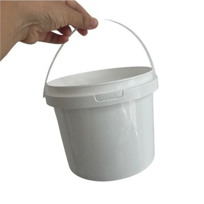 Kleine witte plastic emmer met deksel 1L 2L 3L 4L 5L en gratis monster inbegrepen