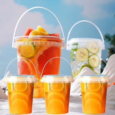 Container voor huisdierenvoeding Wegwerpbare heldere vierkante plastic emmer met afgedrukt of sticker op emmer