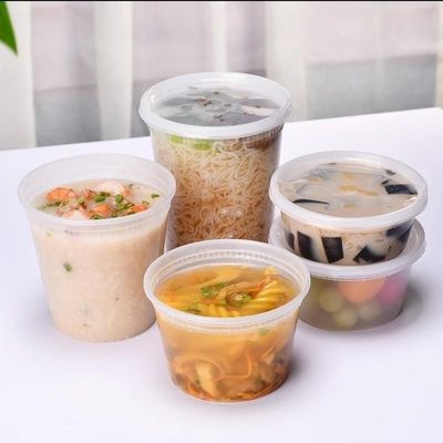 Industriële aanpassing 300 ml 500 ml 750 ml 1l heldere plastic emmers met deksel en deksel