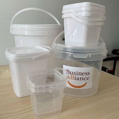 Food Clear Bucket 500ml 1L 2L 3L 5L Vierkant Plastic Bucket met deksel op maat