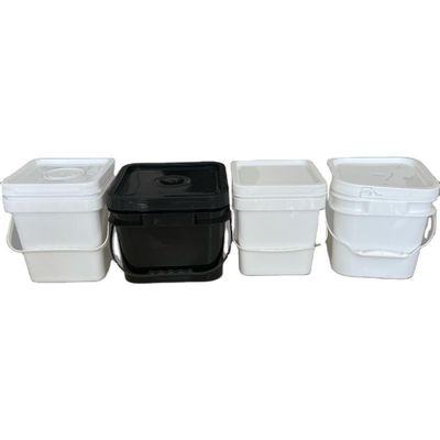 1-25L vierkantkleurige en witte voedselkwaliteit plastic emmercontainer voor aanpassing