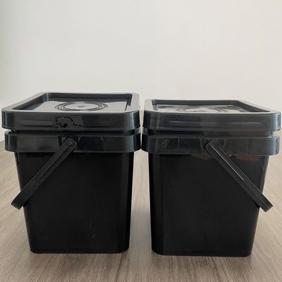 5L vierkante plastic emmer met gele kleur en duurzame 1,0-2,5 mm muren