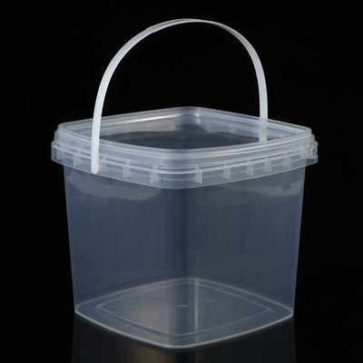 Vierkante 2L 3L 5L 8L 10L heldere plastic emmer met gemakkelijk open en dicht deksel aanpassen ronde