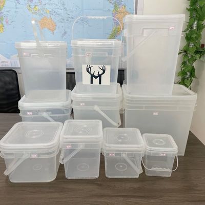 Vierkant HDPE 4L 5L 8L Plastic Bucket Vierkant Plastic Bucket met deksel en handvat