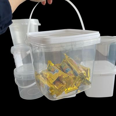 Vierkante zaadopslag emmer met een transparant ontwerp en een handig dekselhandvat