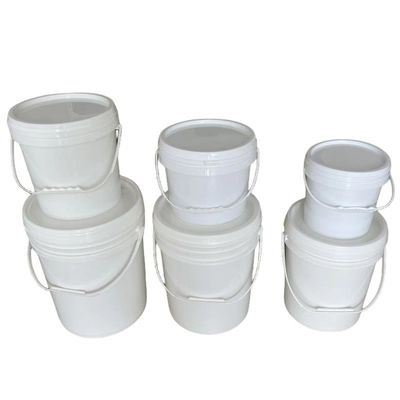 Op maat gemaakte plastic emmer met metalen handvat en afgesloten deksel in blauwe kleur
