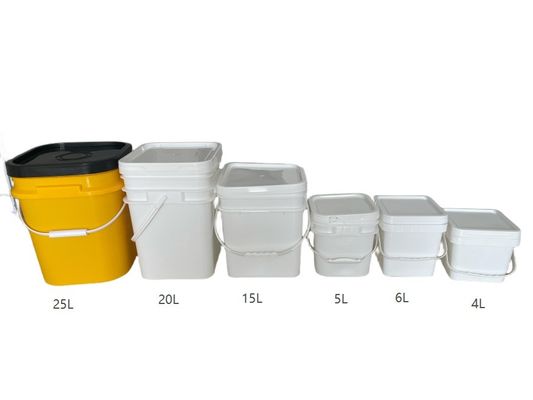 2L 4L 5L 10L vierkante plastic emmers met deksel en handvat
