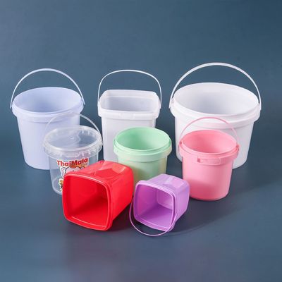 100% voedsel 500 ml vierkante wit heldere plastic emmers met deksels en handvat voor gereedschap