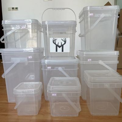 3L 4L 5L 6L 8L 10L 20L Transparent Square Plastic Bucket Plastic Bucket met deksel