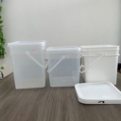 Voedselverpakkingsoplossing 10L Duidelijke vierkant emmer met geprinte plastic emmer en deksel