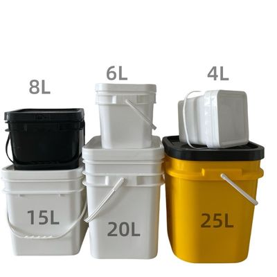 Industriële 4L vierkante plastic emmer met afgedrukt 1 gallon plastic emmer IML Printing