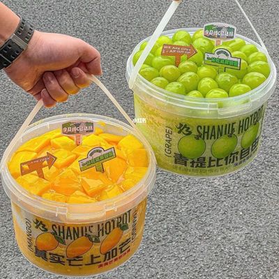 Leekproof Deksel Voedselcontainer Tub Bucket 1L Clear Food Grade Plastic Bucket voor Snacks